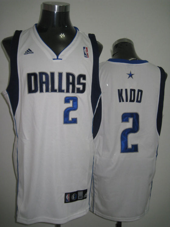 Dallas Mavericks Kidd White Blue Black Jersey